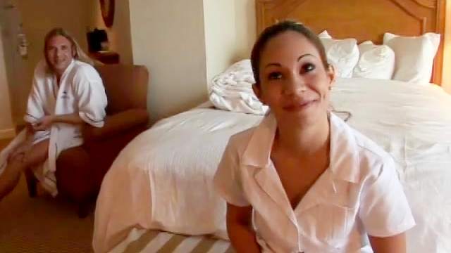 Latina laid in the hotel room