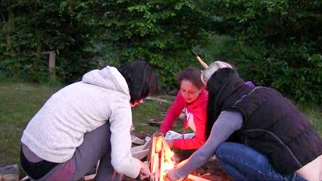 Teen camping trip turns to lesbian orgy