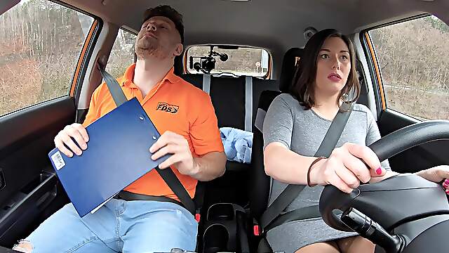 Big ass babe fucked hard by her driving instructor