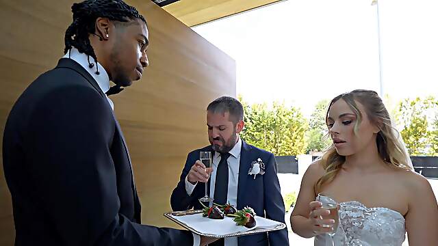 Fine woman pulls down undies to try BBC on her wedding day