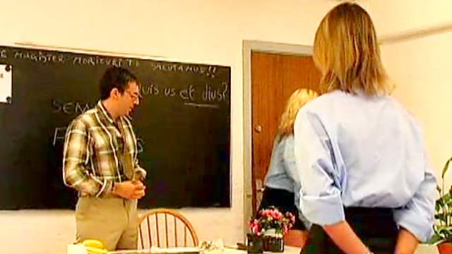 Teacher spanks schoolgirls in his class