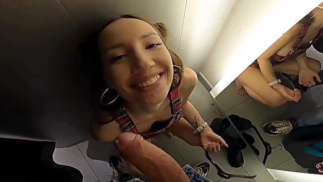 Superb teen sucks the life out of this dick in pleasant POV