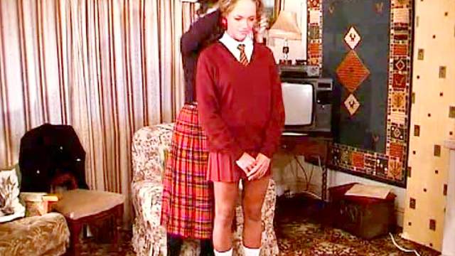 Schoolgirl over the knee spanking