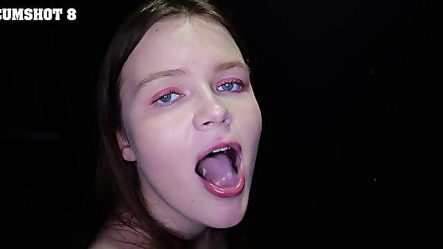Ava Marina got her mouth filled with sticky sperm after a hot session.