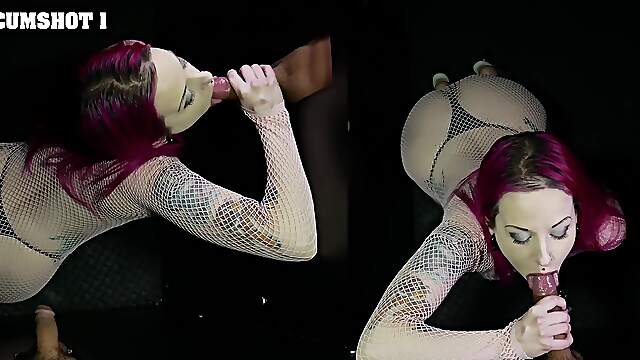 Lady Laz gets her mouth filled with cum through a gloryhole