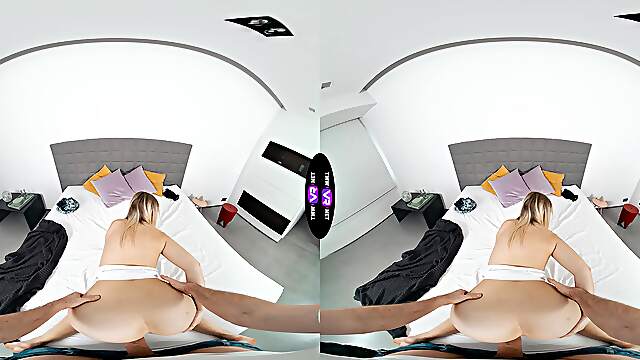 Czech teen Kristy Waterfall rides cock in vr with moans