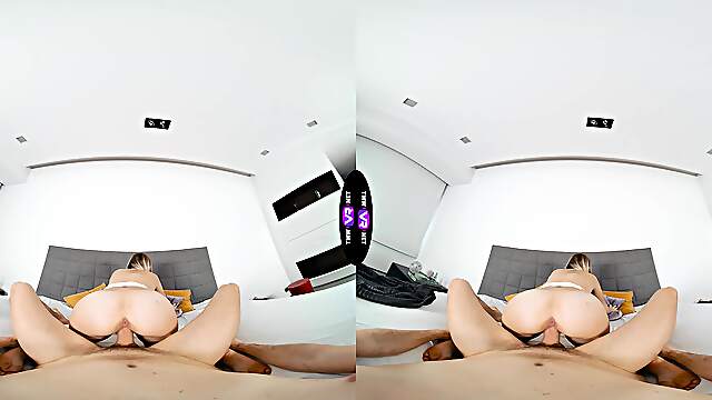 Czech teen Kristy Waterfall rides cock in vr with moans