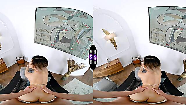 Blonde beauty rides a big cock in immersive vr experience