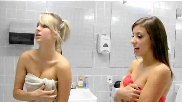 Babes in college bathroom