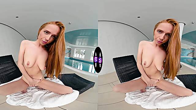 Redhead beauty Holly Molly masturbates with her long golden hair in stunning hd.