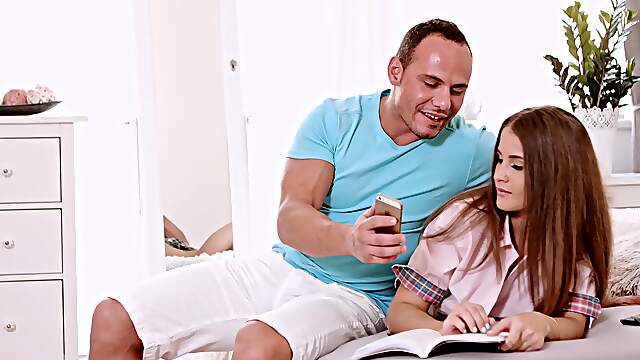 Silvia Burton gets her asshole gapped on the bed, moaning with pleasure.