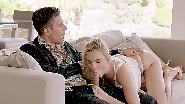 The old man fucked a young girl on the bed with intense passion.