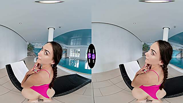 Glam ukrainian teen Vixi Rafi gets naked and masturbates in vr