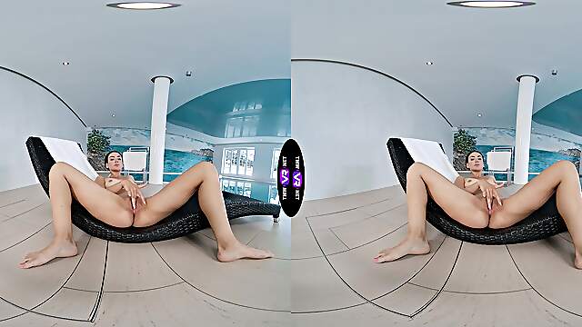 Glam ukrainian teen Vixi Rafi gets naked and masturbates in vr