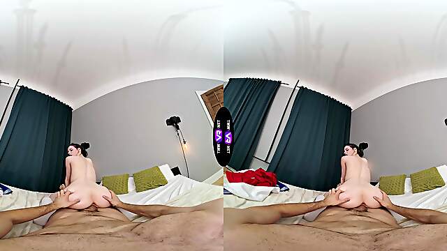 Gorgeous brunette Dakota Doll rides a big cock in vr