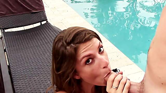 Blondes Dillon & Aubrey join brunette babe Chanel in a steamy poolside threesome