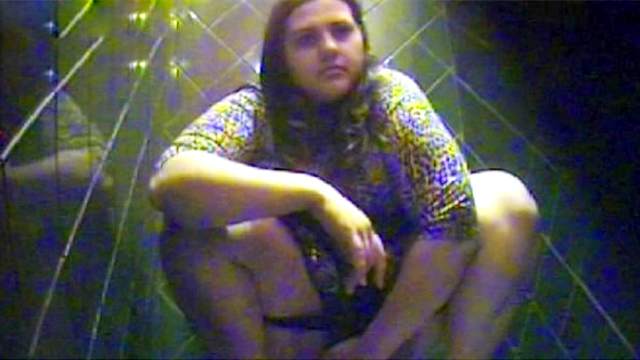 Sweet chubby model is peeing on the spy camera photo image