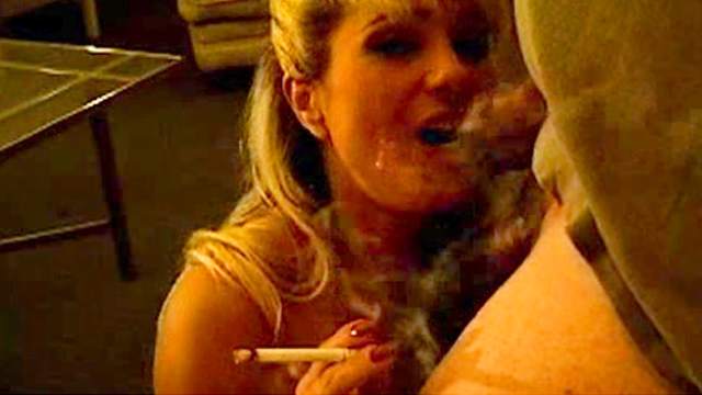 Smoking girl sucks dick and gets facial