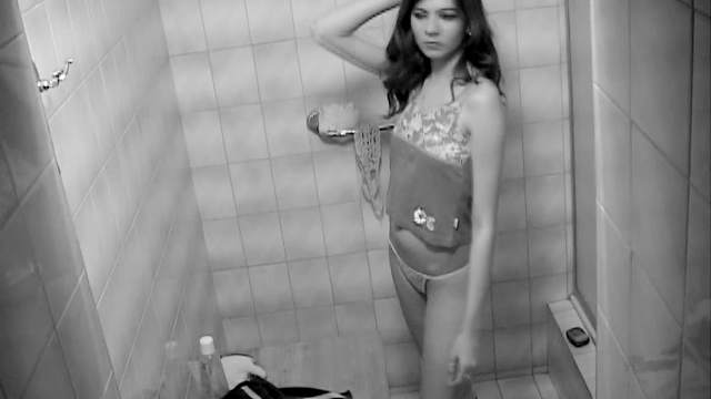 Brunette teen naked in voyeur video