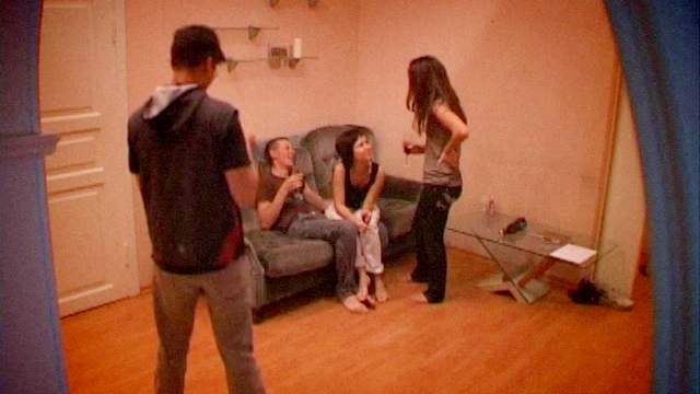 The filming of a teen threesome