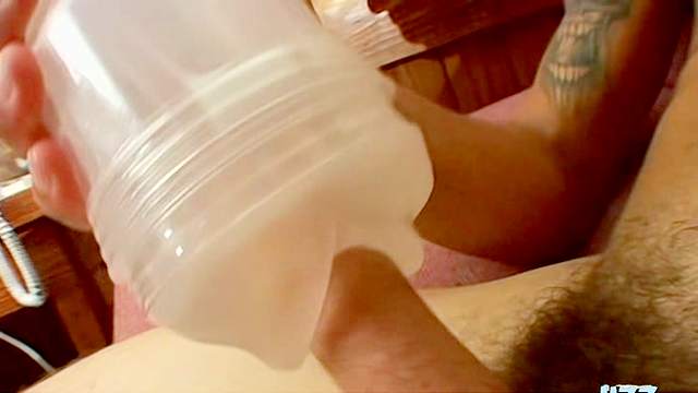 Sex toy scene with two skinny guys