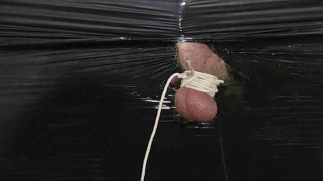 Gay daddy has fun with bondage submissive