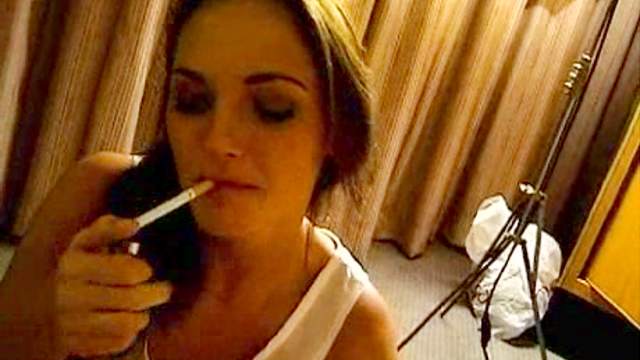 POV cocksucker smokes a cigarette