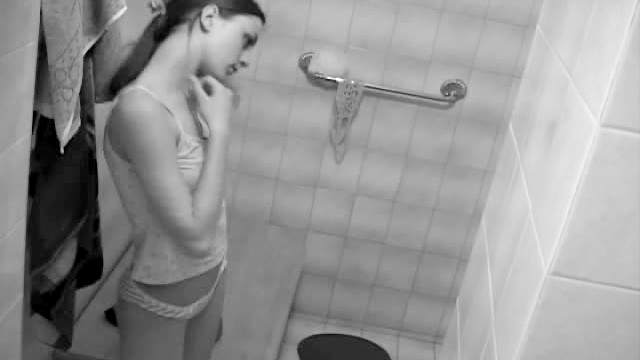 Voyeur teen in her bathroom