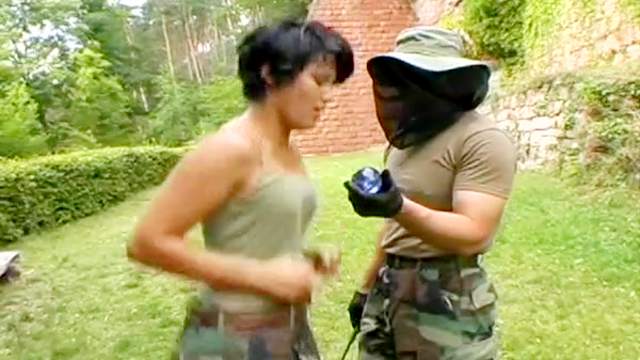 Military training for girl features bondage