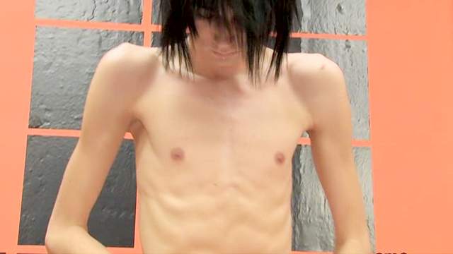 Skinny feminine boy jerks off and cums