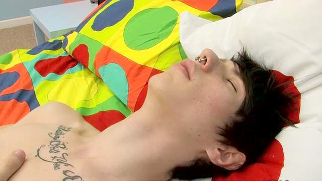 Pierced nose twink solo masturbation video