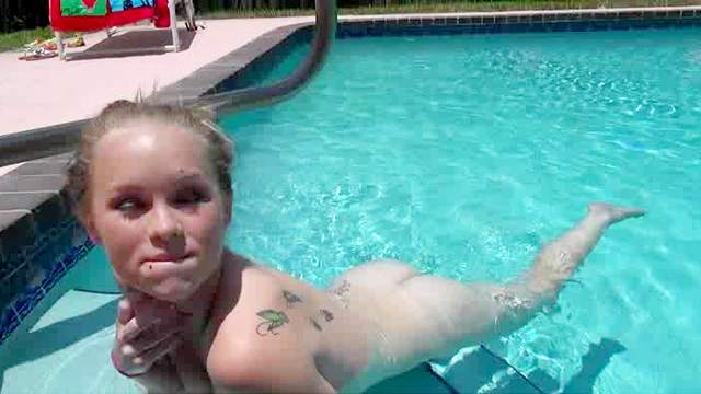 Madison Chandler sucking huge cock in front pool