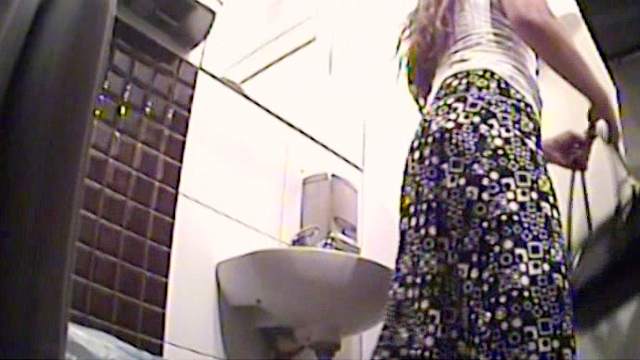 Upskirt and pissing in the public toilet