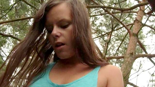 Brunette Tamara F masturbating in the forest