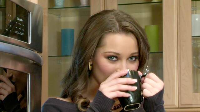 Dani Daniels is smoking and drinking her tea