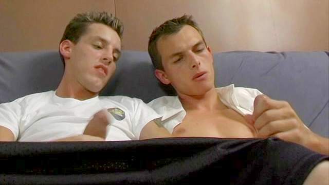 Threes gays is wanking their hard cocks