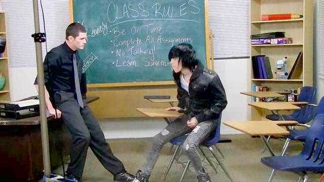Two sexy dudes in the classroom