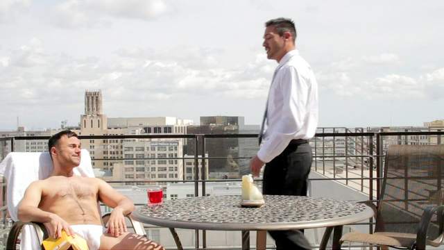 Outdoor gay blowjob from a stunning Emanual Brazzo