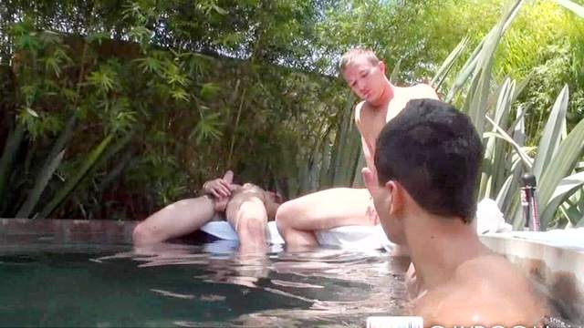 Outdoor gay blowjob in the river from Cameron Adams