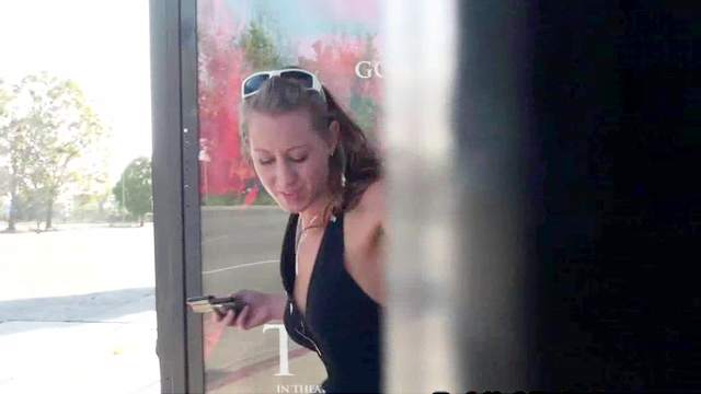 Lizzy London is texting sms on the hidden camera