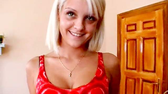 Smiling blonde Gina Pearl is tasting dick