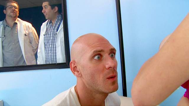 Haley Cummings is sucking slender dick of Johnny Sins