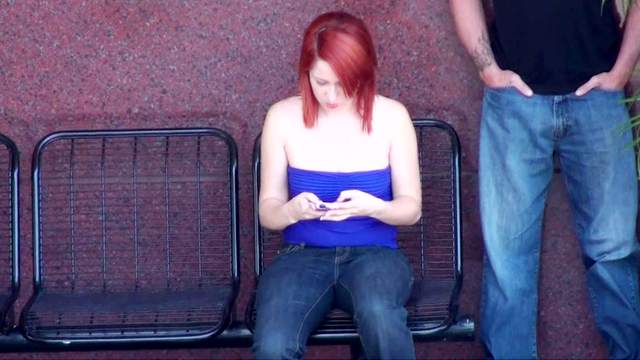 Sensual redhead being humiliated on the street