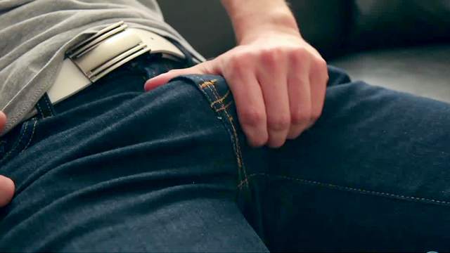 Sweet gay is masturbating his long hard shaft
