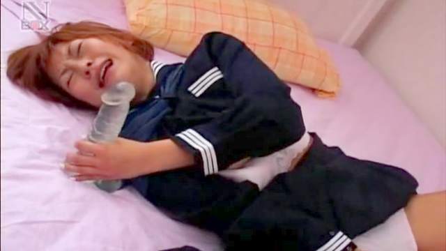 Redhead babe Sayaka Hagiwara sucks a hot dildo