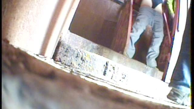Alluring babes are peeing in the hole on the video
