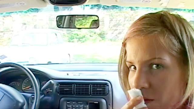 Perverted teen Tiffany Rousso is sucking in the car