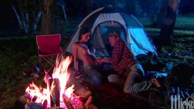 Camping couple fucks hard outdoors