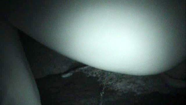 Busty babe is peeing in the middle of the night