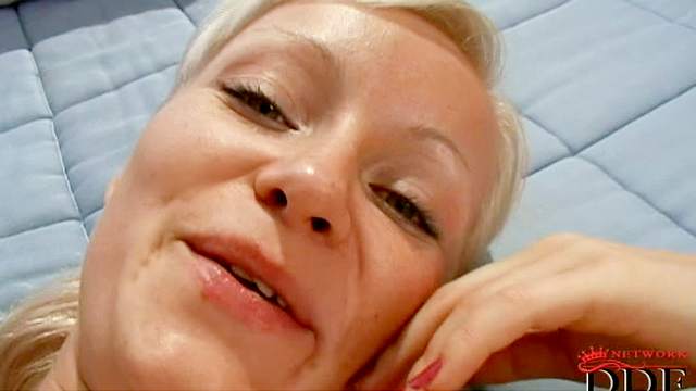 Slender blonde Maya tastes dick with smile